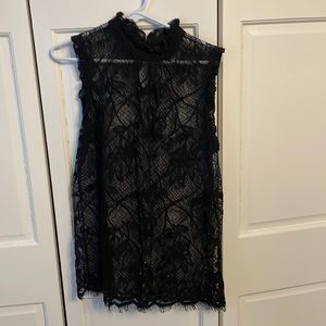 Lacy tank with high collar